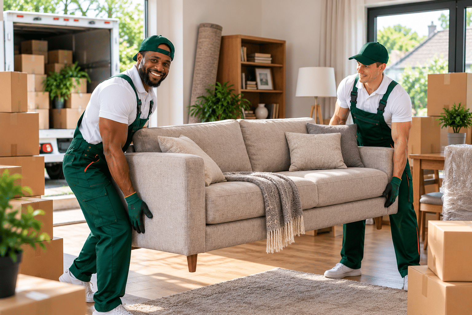 Männer beim Tragen eines Sofas für Haushaltsauflösung Bremen